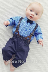 Baby Boy Suspenders and Bow Tie Outfit. 4 Pieces - DestinationBaby