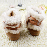 Baby Bowknot Soft and Warm Fleece Boots with Fur. Winter Shoes - DestinationBaby