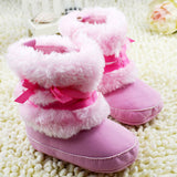 Baby Bowknot Soft and Warm Fleece Boots with Fur. Winter Shoes - DestinationBaby