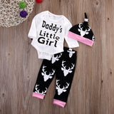 (Daddy's little girl) Deer/hunting Themed 3 Piece Set. Onesie/Romper Pants and Hat - DestinationBaby