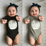 "Hello, Im new here" Baby Onesie Romper Black or Gray - DestinationBaby