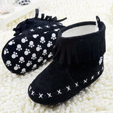 Baby Fringe Paw Print Soft Shoes Boots - DestinationBaby