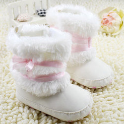 Baby Bowknot Soft and Warm Fleece Boots with Fur. Winter Shoes - DestinationBaby