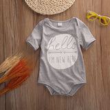 "Hello, Im new here" Baby Onesie Romper Black or Gray - DestinationBaby